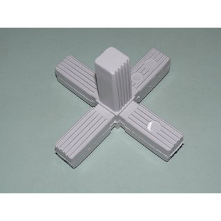 Steckverbinder für Vierkantrohr 5-Wege grau